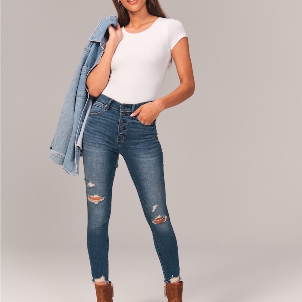 Abercrombie & Fitch (24/00) High Rise Super Skinny Ankle Jeans Curve Love